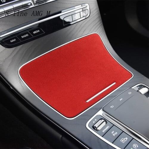 Car Suede wrapping Center Console Water Cup Holder panel Collars ABS Cover Stickers Trim For Mercedes Benz C Class W205 GLC X253