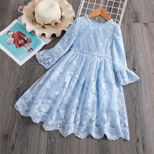Summer Baby Kids Dresses For Girls Lace Tulle Party Princess Dress Children Lace Embroidery Dress Girl Casual Clothes 2 7 Years