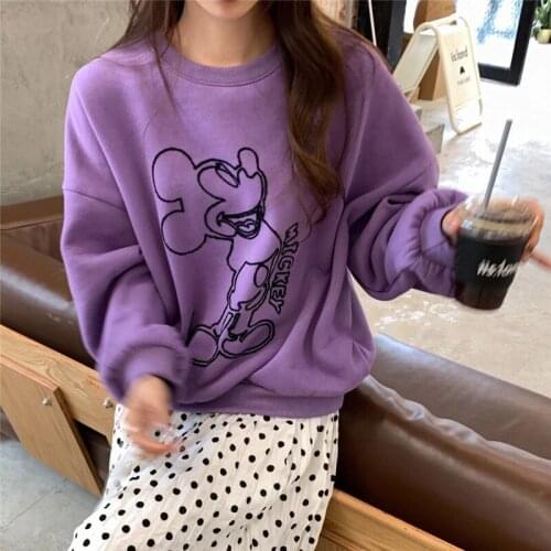 Disney Women Purple Clothes Korean Autumn Long Sleeve Hoodies Mickey Mouse Plus Size Kawaii Ropa Mujer Top Haikyuu Ropa Sweat