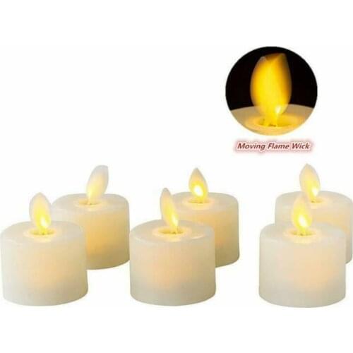 12pcs Electronic Flameless Tea Light LED Votive Candle 3.7cm(Dia)*4.8cm(H) Ivory Swinging Dancing Moving Wick Home Wedding Party