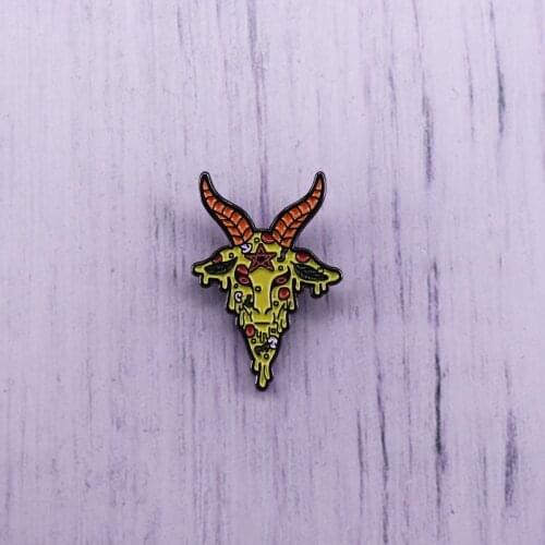 Voodoo Goat Head Skull Horns Enamel Pin