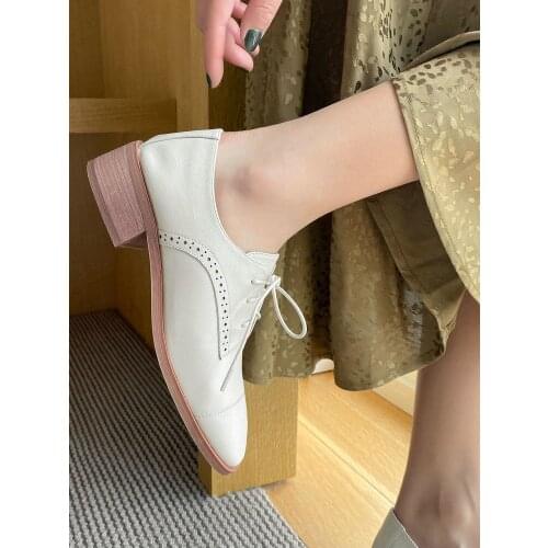 EshtonShero Womens Pumps Shoes Woman Low Heels Soft LEATHER Round Toe Square Genuine Leather Spring Classic Platform Black