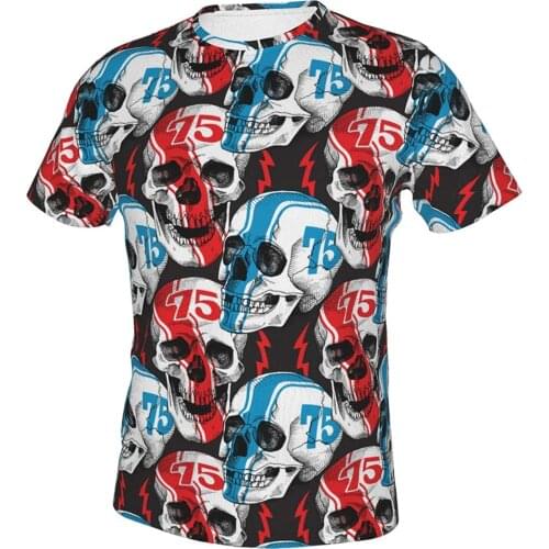 T Shirt For Men Clothing Printed Shirts Graphic Tee Racer Skull Novelty Oversized T-Shirt