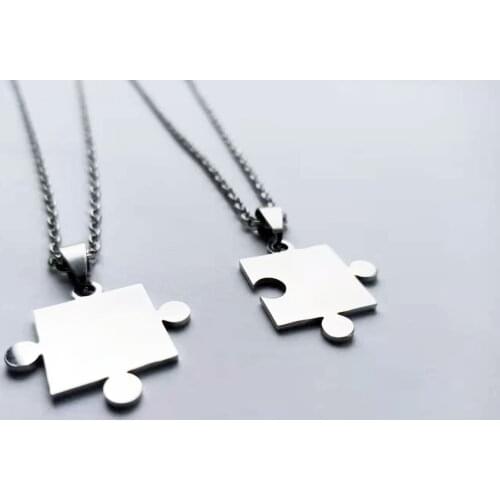 Geometric Couple Necklaces Personality Puzzle Titanium Steel Necklaces European and American Jewelry Mens and Womens Necklaces