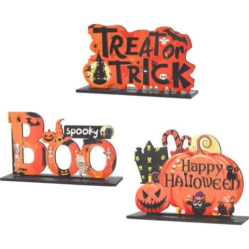 Halloween Wooden Ornaments Pumpkin Ghost Mummy Castle Desktop Decoration Home Party Props Halloween Atmosphere Decor Brand