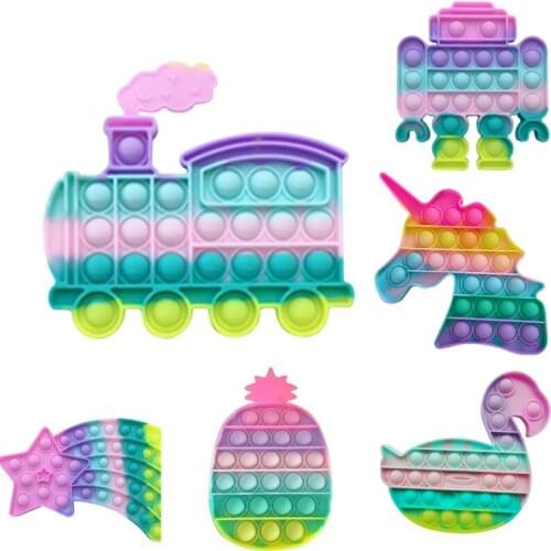 Rainbow Pop Fidget Stress Relief Squeeze Toys For Kid Squishy Sensory Anti Stress Game Hand Simple Dimple Fidget Relax Toy