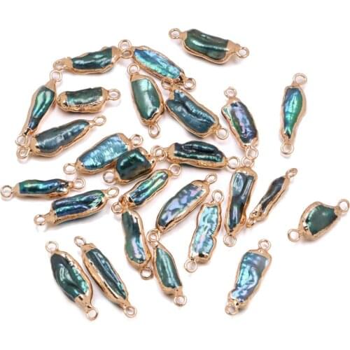 Natural Freshwater Pearl Pendant irregular shape Double hole connector Pendants for Jewelry Making DIY Necklaces Accessories