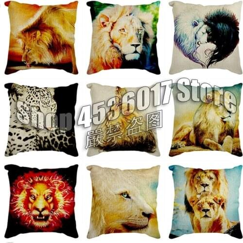 Lion Pattern Throw Pillow Case Animals Tiger Cushion Covers for Home Sofa Chair Decorative Pillowcases Party Car Accessories