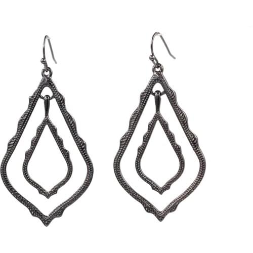 2020 Hot Selling New Fashion Double Water Drop Frame Alloy Metal Simple Double Sophee Drop Earrings for Women