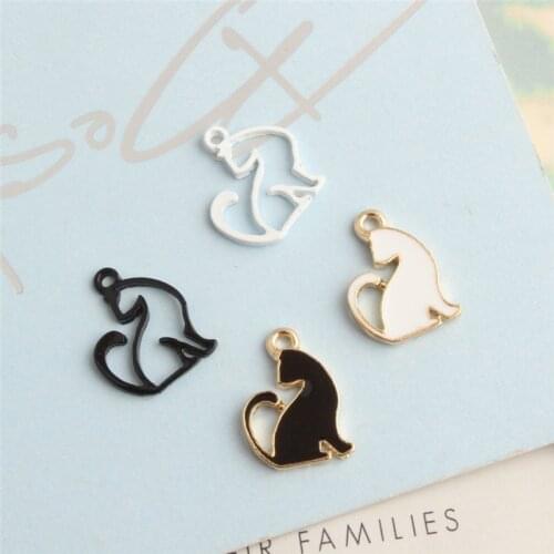5Pcs Animal Hollow Black White Cat harms Metal Cute Pendant for Jewelry Making DIY Handmade Earrings Jewelry Accessories C107
