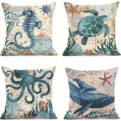 Marine Turtle Seahorse Whale Octopus Cushion Cover Pillow Case bed pillow pillows maternity pillow
