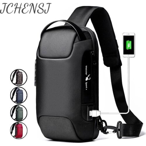 JCHENSJ Mens Chest Bag Anti Theft Password Lock Business Shoulder Bag For Men Large Capacity Waterproof Male Cross Body Bag