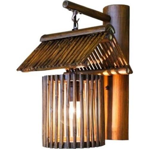 Chinese style wall lamp Hand-made bamboo light aisle corridor SPA club bar hotel porch restaurant cafe lighting E27 sconce