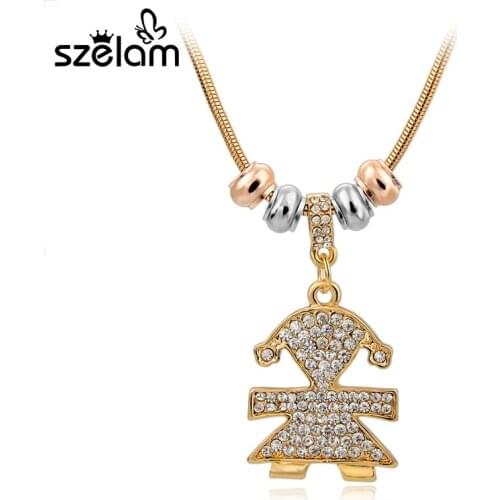 MELIHE New Arrival Sweet Girl Crystal Pendant Long Necklace Women Snake Chain 2019 Silver Gold Necklace Jewelry SNE150768