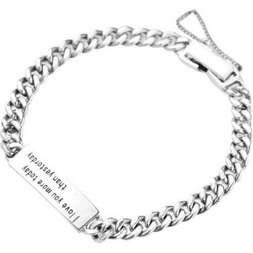 BOCAI New solid pure s925 silver jewelry vintage 925 silver bracelet woman bracelet couple bracelet free lettering