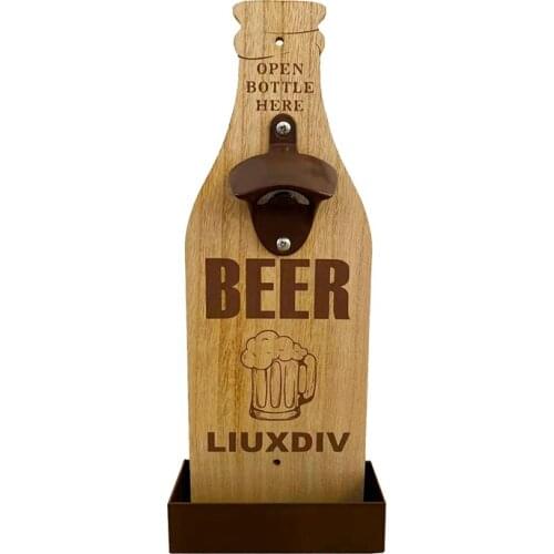Beer Bottle Opener Wall Bottle Opener Vintage Wooden Bottle Opener Wall Mounted Beer Opener Kitchen Gadgets