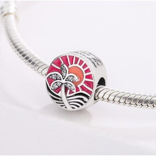New The Sea Paragraph Charms Bead Fit Charm Sterling Silver 925 Custom Enamel Sunset Jewelry DIY Bracelet Suitable for Pandora
