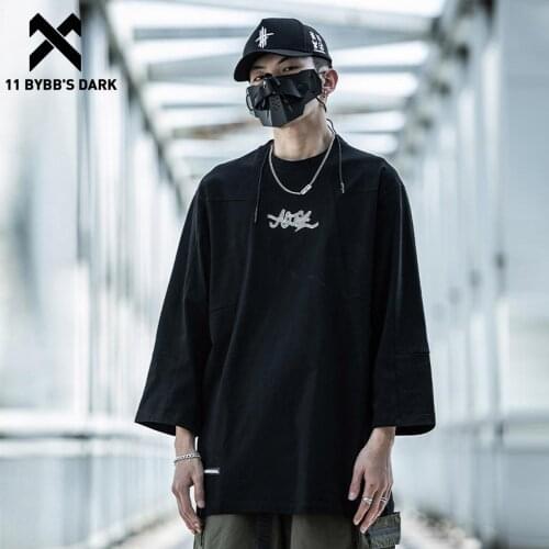 11 BYBBS DARK Hip Hop Pullover Fingerprint Unlock Long Sleeve Shirts Streetwear Functional Harajuku Tshirts Cotton Tee Loose