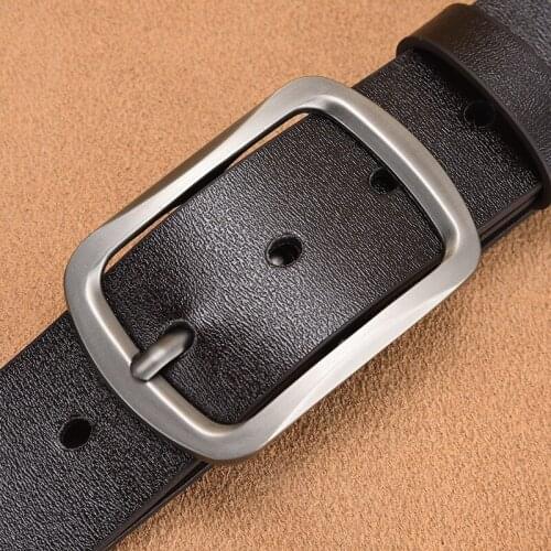 Men Belt Genuine Leather Luxury High Quality Business Pin Buckle Belt Cowskin Leather Strap Mens Jeans Accessories for Man