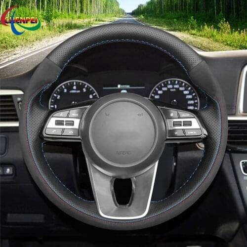 DIY Black Leather Car Steering Wheel Cover For Kia K5 Optima 2018 2019 Sportage 3 2019 Forte Ceed Cee'd 2017-2019 Car Interior