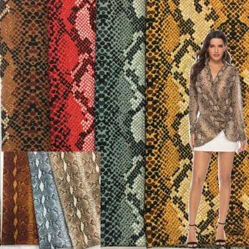 150cm new snake pattern stretch wrinkle print fabric spring and summer stretch print shirt dress ethnic fabrics cheap fabrics