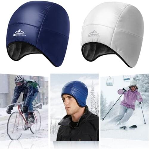 Men Women Outdoor Waterproof Windproof Ear-cap Thermal Fleece Lined Down Beanie Hat For Cycling Ski Hiking Camping