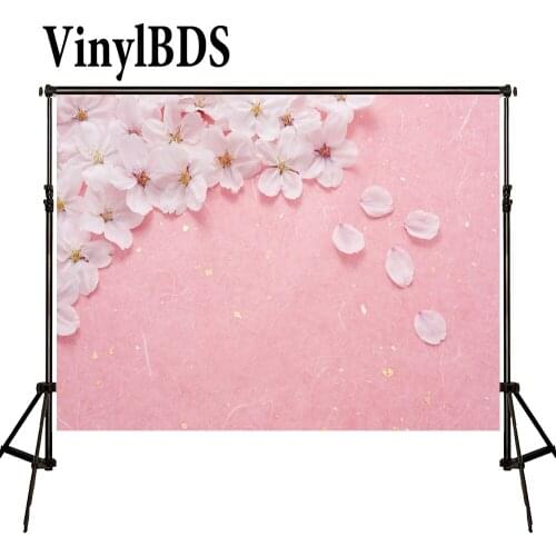 VinylBDS Romantic Wedding Photography Backdrops Pink Flowers Backdrops Spring Photography Backdrops Large Size Seamless Photo