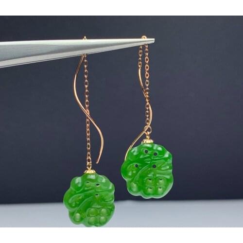 SHILOVEM 18k yellow gold Natural Jasper drop earring classic fine Jewelry women wedding women gift 12.5*14mm myme12.514035by