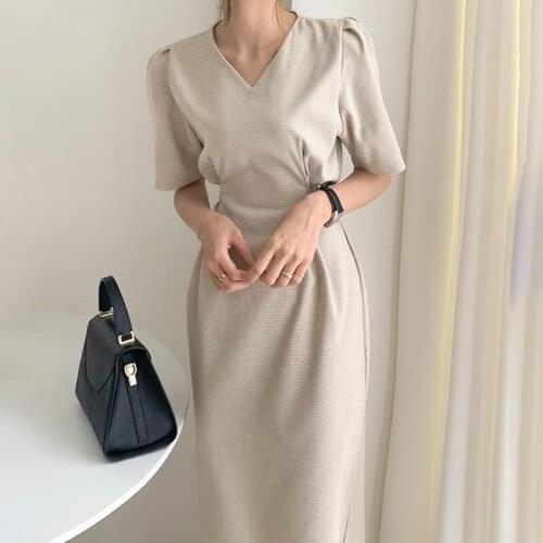 Women Summer Vintage Small Plaid Bodycon Bandage Long Dress Sexy V Neck Sashes Split Midi Sundress Slim Waist MT110