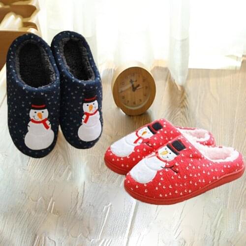 Winter Warm Women Cotton Slipper Christmas Snowman Short Plush Men Women Couple Home Shoes Casual Knitted Indoor Ladies Slippers
