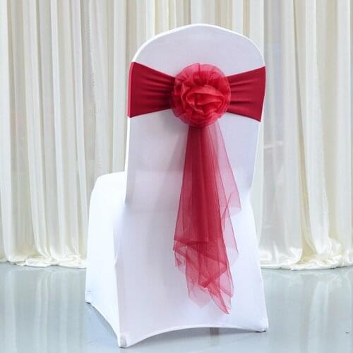 10 50pcs Organza Chair Sashes Elastic Chair Back Flower Bow Tie Wedding Chair Knot for Wedding Party Decoration Hotel Supplies