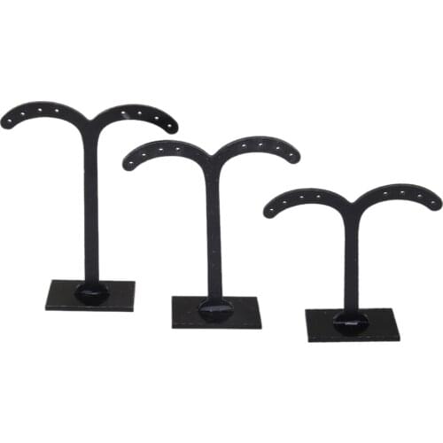 Fashionable Acrylic Metal Tree Design Earring Necklace Jewelry Display Stand Holder Rack Pack of 2PCS Black