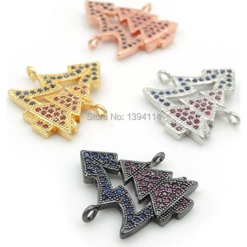 20*18*2mm Micro Pave Red&Blue CZ Tree Life Connectors Fit For Men And Women Making Bracelets Jewelry