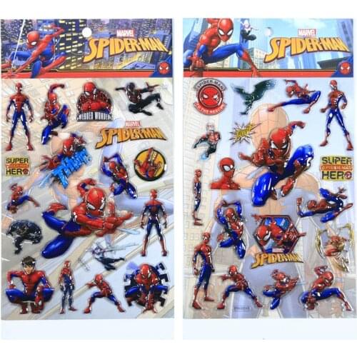 Spiderman Sticker Cartoon Disney Marvel Anime Figure Spider Man Stickers Childrens Toy Stereo 3D Bubble Stickers