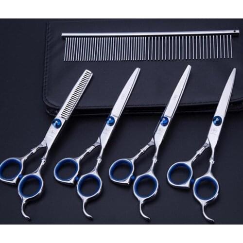 5pcs Stainless Steel Pet Dogs Grooming Scissors Cat Hair Thinning Shear Sharp Edge Scissors For Dogs Animal Barber Cutting Tool
