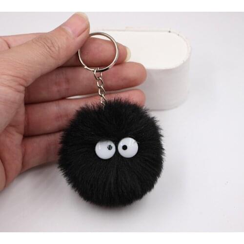 6cm Pompoms Keychains Rabbit Faux Fur Poms Balls Keychain Fluffy Pompom Key Rings Pompom for Keychain Bag Accessories