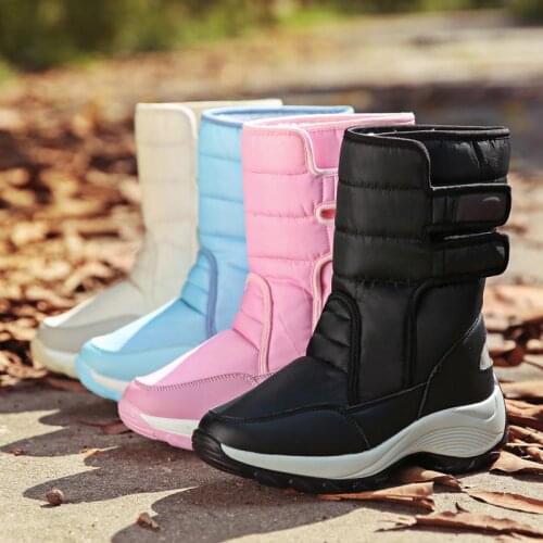 Boots women shoes hook&loop high warm plush women snow boots platform rubber ankle boots women waterproof women winter boots