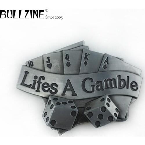Bullzine zinc alloy Playing card gamble belt buckle with pewter finish FP-02120 retro cowboy jeans gift belt buckle