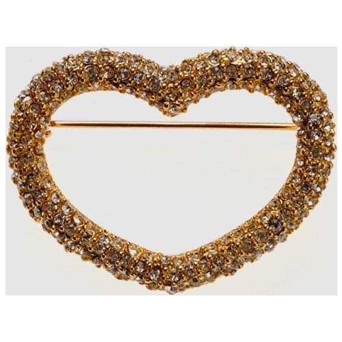 Amorita boutique gold heart crystal Brooch