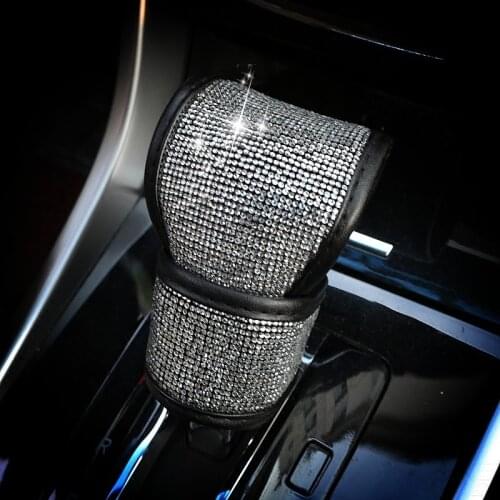 Full Crystal Diamond Car Gear Shift Collars Covers Universal Auto Plush Shifter Cases Car Interior Accessories for Women Girls