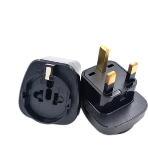 Black Full Copper 10A 220V CE certified embedded plug-in connector EU to UK travel plug adaptor for Switzerland Italy Brazil