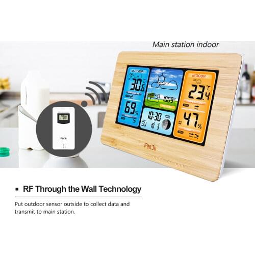 FJ3373 Digital Thermometer Weather Station LCD Alarm Clock Indoor Outdoor Weather Forecast Barometer Thermometer Hygrometer