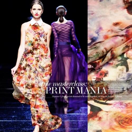 CNUM SC063 100% Natural Silk Chiffon/Sweet Roses/Anti-UV Silk Fabric Width 1.48yd Thickness 8mm