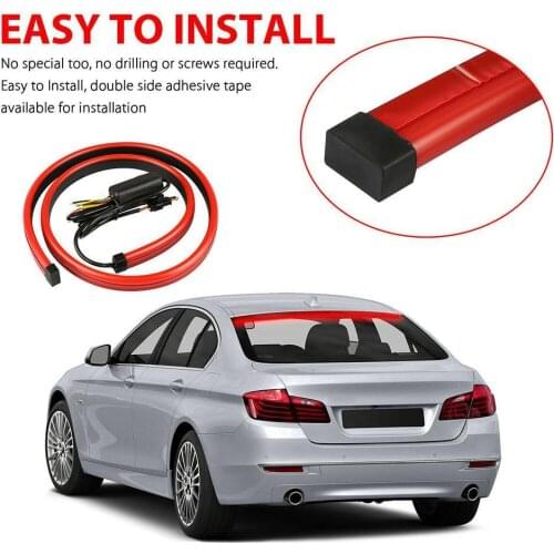 DC 12V 40inch Car LED Rear 3rd Stop Brake Strip Light Turn LED Signal Cars Safety Flexible Warning Strip Lamp Driving P1V0
