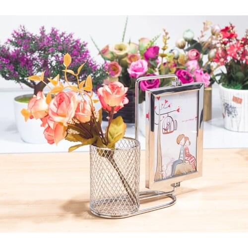 Pen Holder and Photo Frame Simple Modern 5 Inch Photo Creative Wedding Photo Frame for Birthday Gift