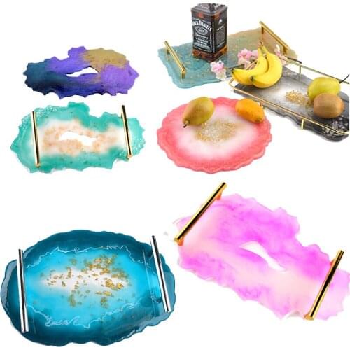 Large Irregular Fruit Tray Resin Mold Metal Handle Silicone Mold Epoxy Resin Mold Jewelry Craft