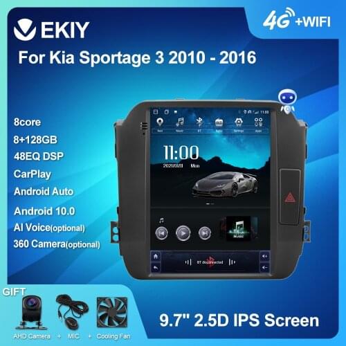 EKIY Android 10 Tesla Style Car Radio For Kia Sportage 3 2010 - 2016 Navigation GPS Stereo Multimedia Player Vertical Screen DVD