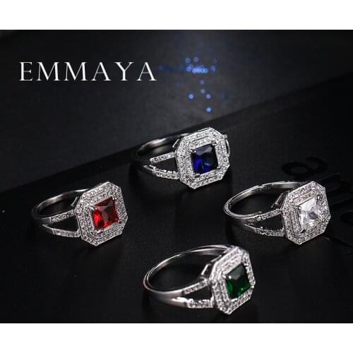 Emmaya 4 Color Options Square Ring with AAA Cubic Zirconia Inlayed Ladies Wedding Rings Anillos