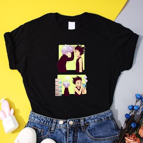 Kawaii Women T-shirt Tops Anime Japan Anime Tshirt Killua Zoldyck T-shirt Female Cotton Soft Japan Manga Tee Shirt Clothes