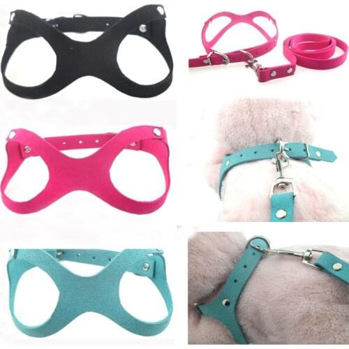 NEW Soft Crystal Rhinestone Puppy Dog Harness Suede Leather Collar Leash Set Safety Control Walking Harness Vest Leads Chihuahua